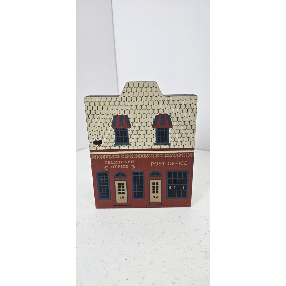 1987 The Cats Meow Main Street Series Telegraph Office Post Office Wood 5"